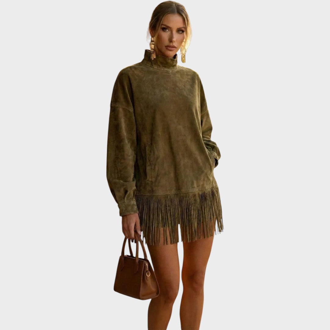 Sheri | Vestido de Ante con Flecos y Diseño Sofisticado para Mujer