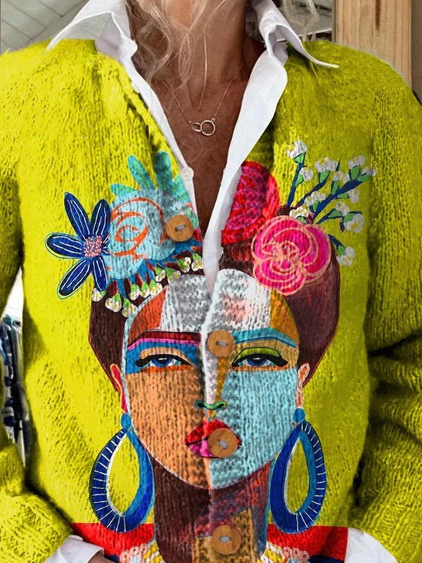Jersey de mujer con estampado artístico y estilo versátil