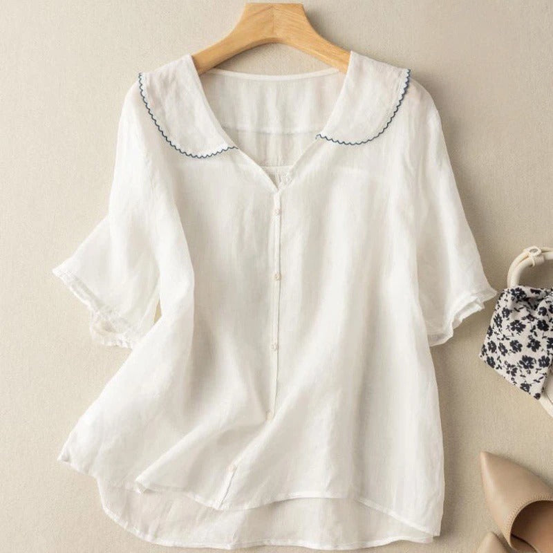 Blusa Vintage Con Detalle de Botones Para Mujer - Sofisticada