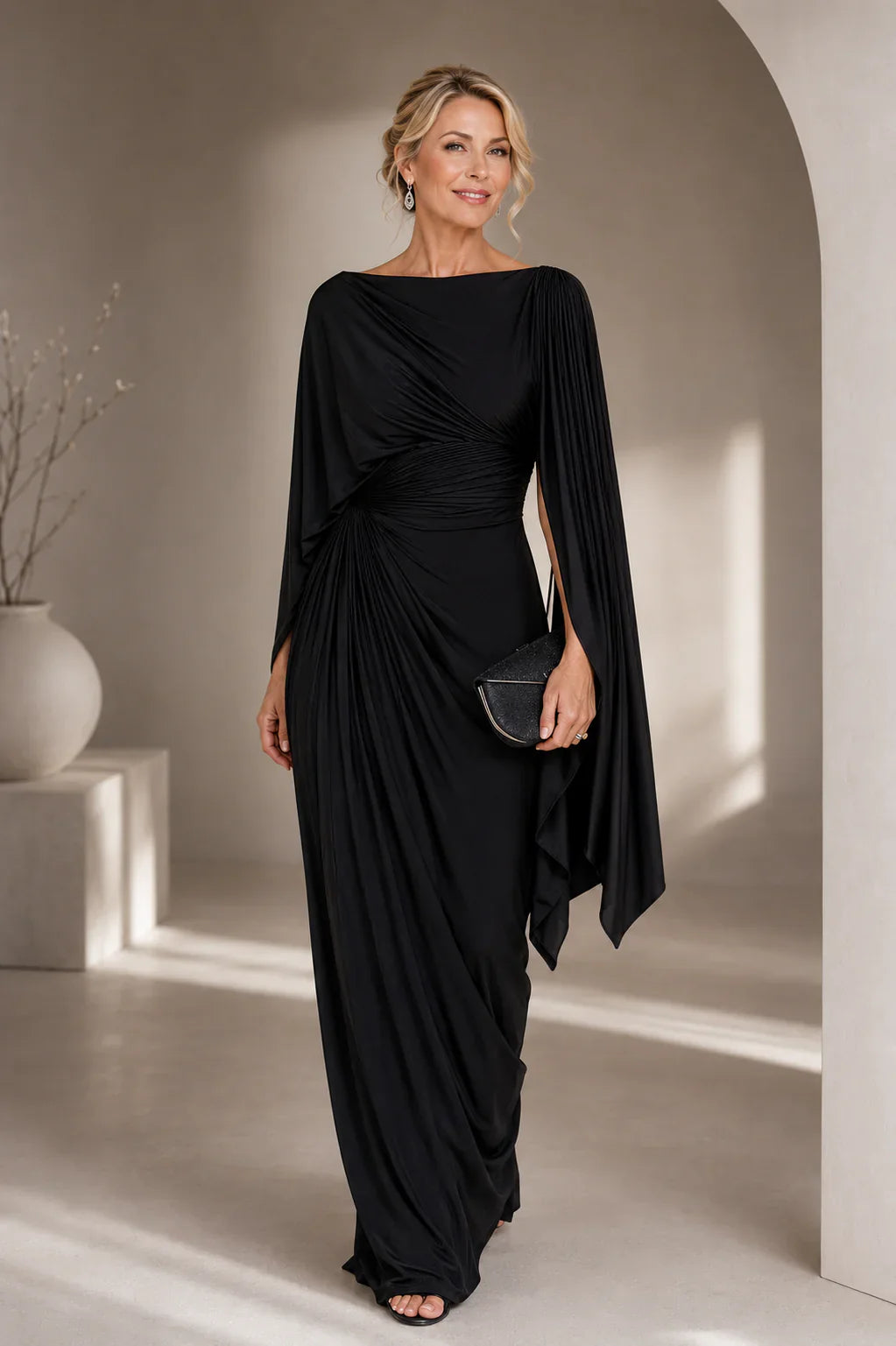Lyssa | Vestido Largo con Pliegues y Diseño Drapeado para Mujer