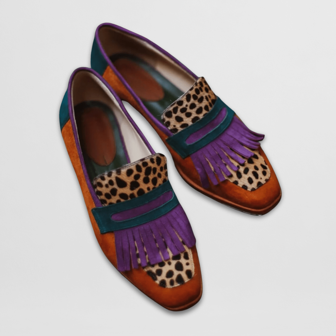 Mocasines elegantes de cuero con estampado animal y diseño moderno para mujer, cómodos y versátiles para oficina o diario
