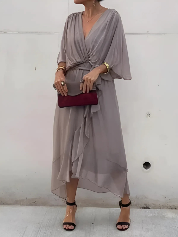 Vestido Midi Envolvente Atemporal Para Mujer - Elegancia Clásica
