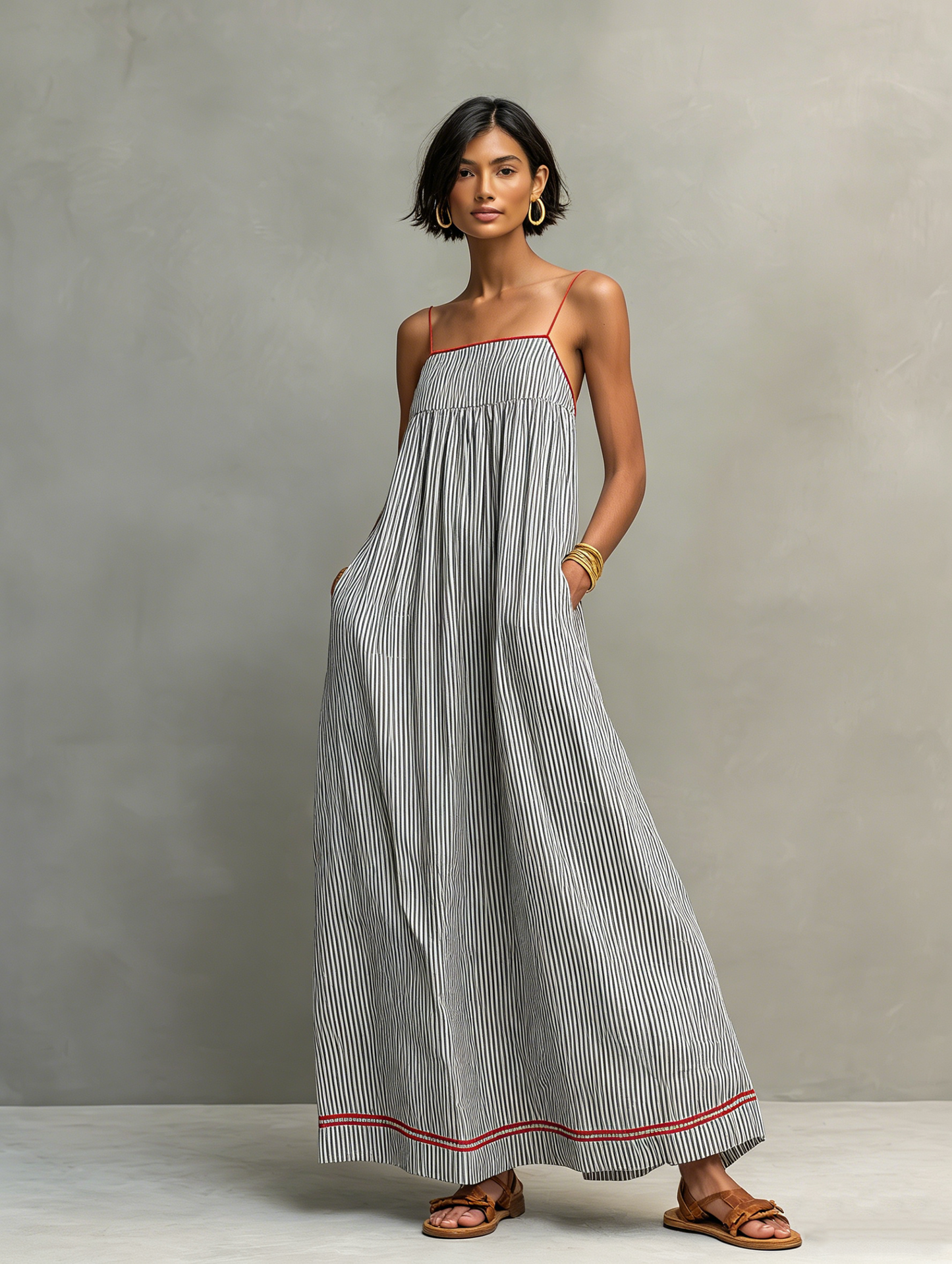 Miley | Vestido Maxi Estampado de Rayas con Estilo Airy para Mujer