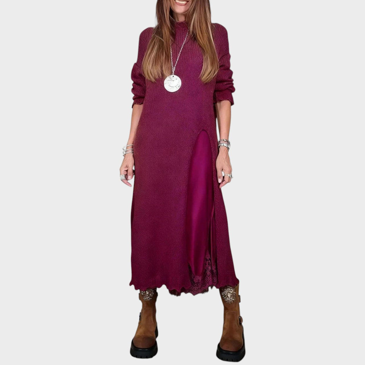 Jov | Conjunto de Jersey y Vestido Estilo Lencería Elegante