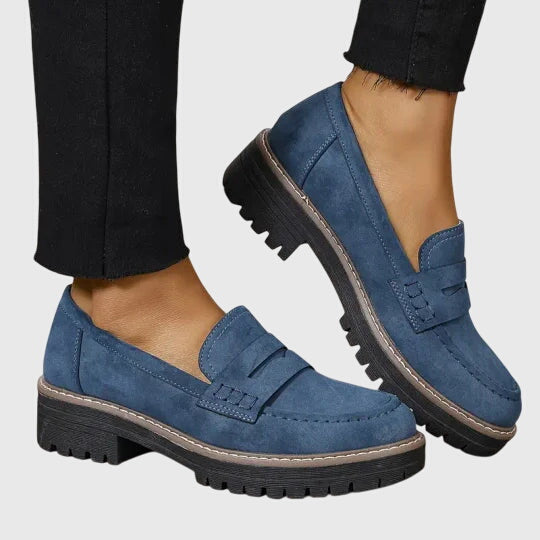 Mocasines de ante clásicos para mujer con suela robusta y plantilla cómoda, elegantes y versátiles para oficina o uso diario