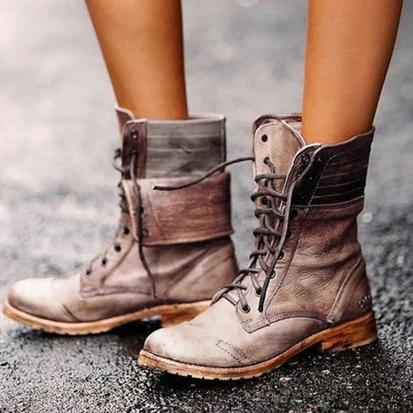 Botas femeninas de cuero elegantes ligeras y cómodas