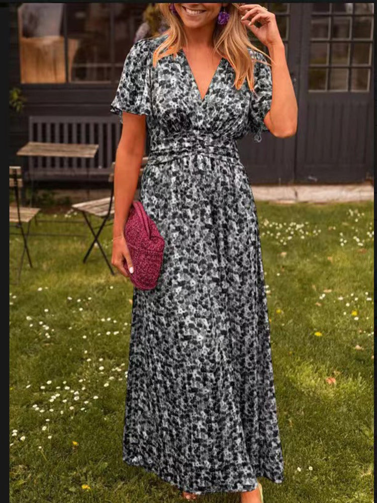 Vestido largo y vaporoso con estampado con flores
