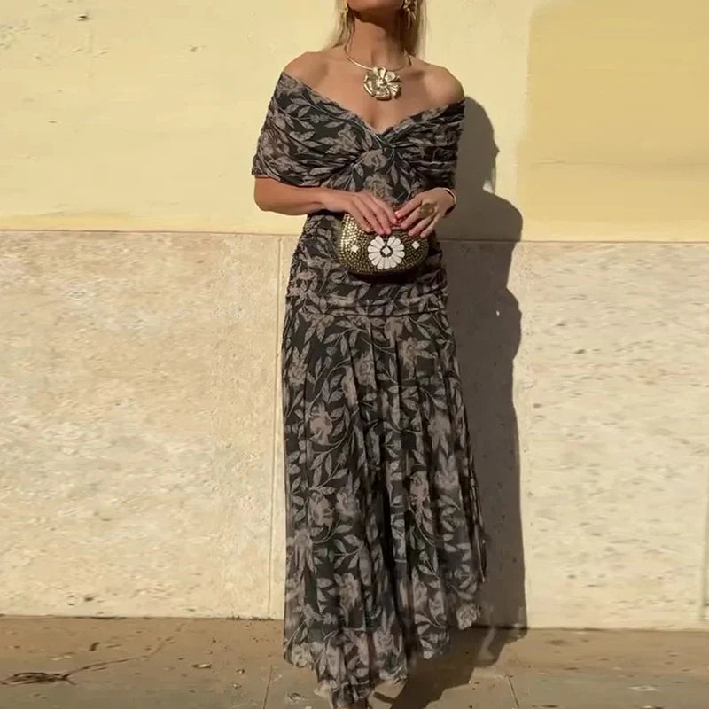 Vestido elegante para mujer, escote en V cruzado con falda fluida y caída ligera, ideal para fiesta o evento