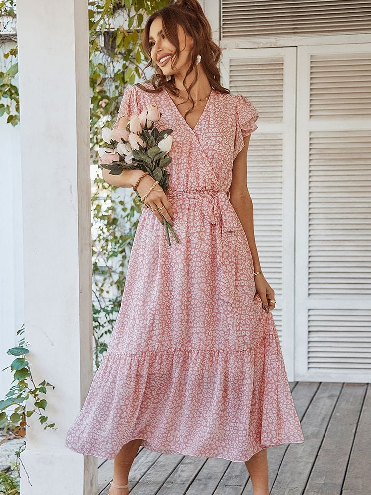 Vestido con estampado de flores para mujer, chic y ligero para primavera