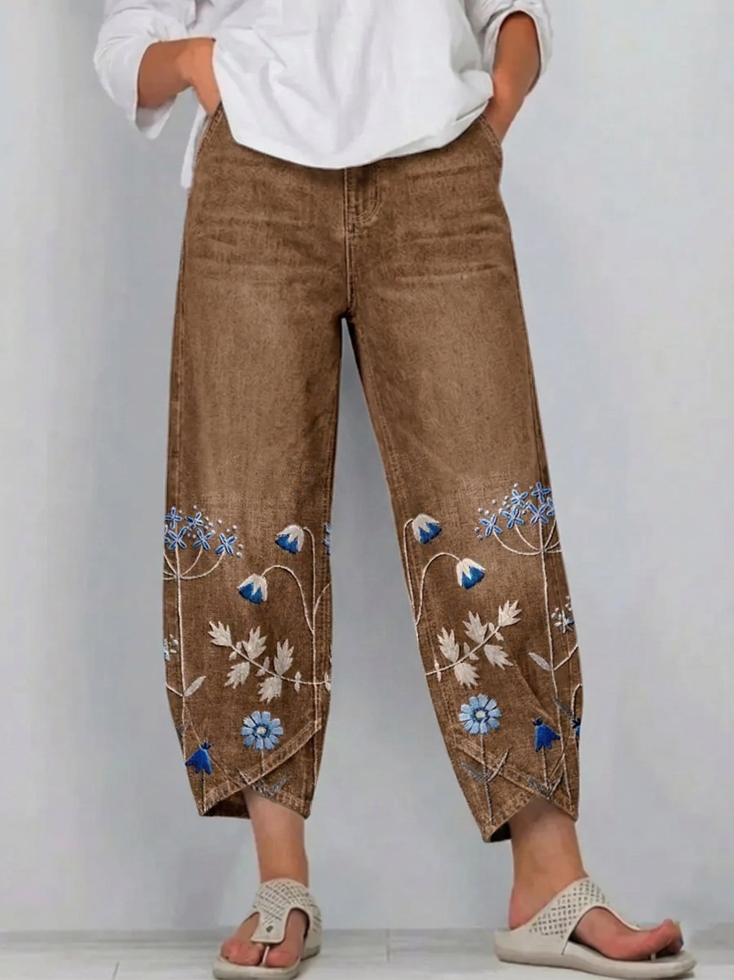 Pantalones Casuales Bordados | Estilo Artístico