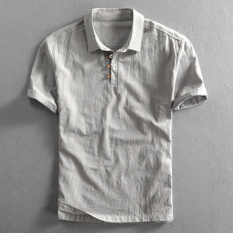 Polo de lino de manga corta para hombre