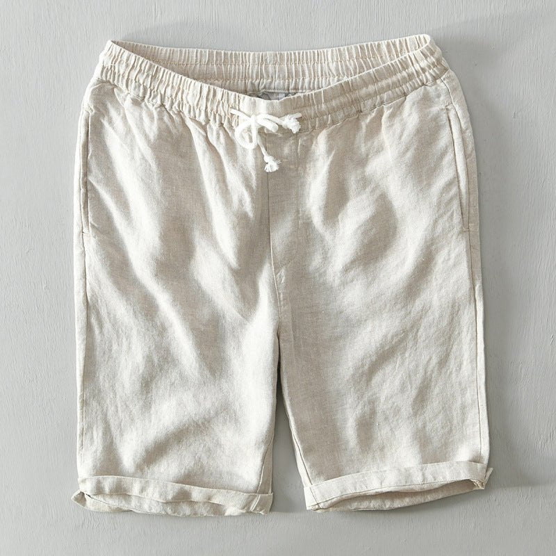Bermudas de lino con cordón de ajuste para hombre - Verano fresco
