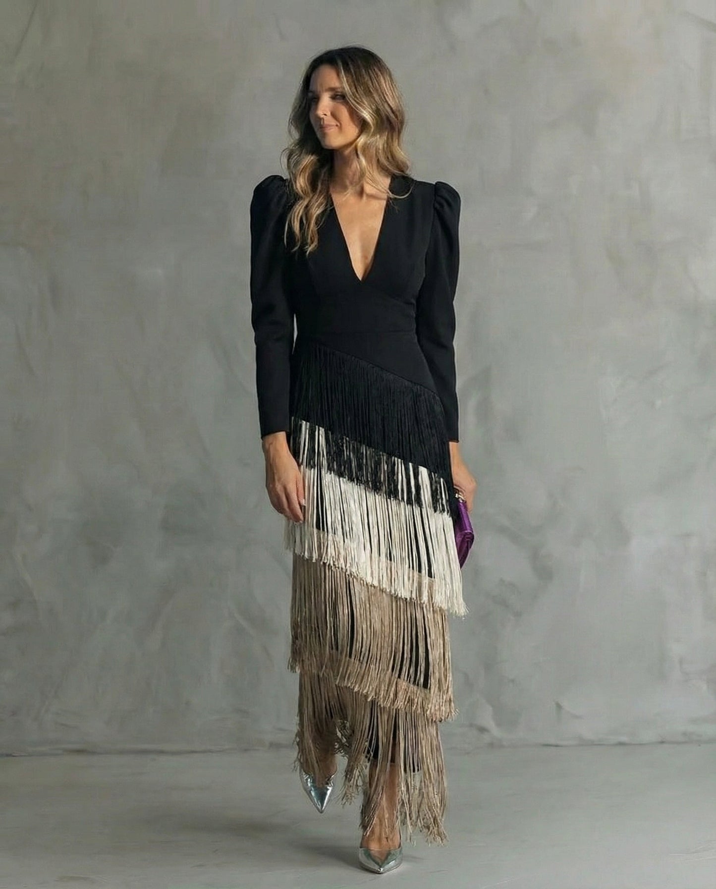 Vestido Midi con Mangas de Flecos | Estilo Bohemio