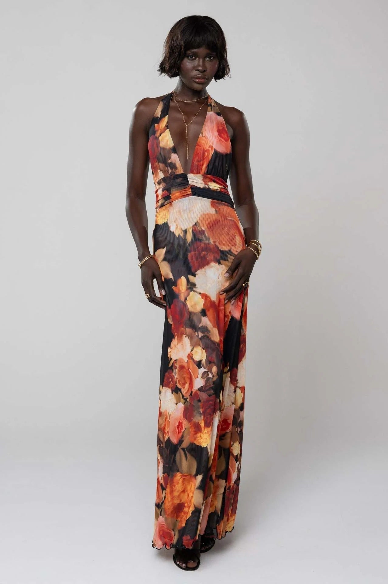 Vestido maxi con escote en V para mujer - Elegancia sofisticada para verano