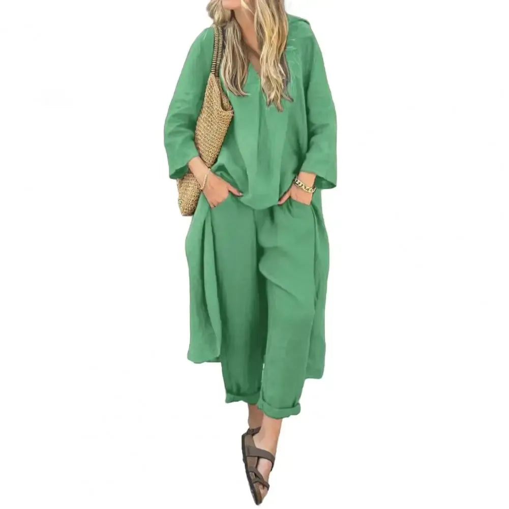 Conjunto de Dos Piezas con Pantalón de Pernera Ancha | Estilo Elegante