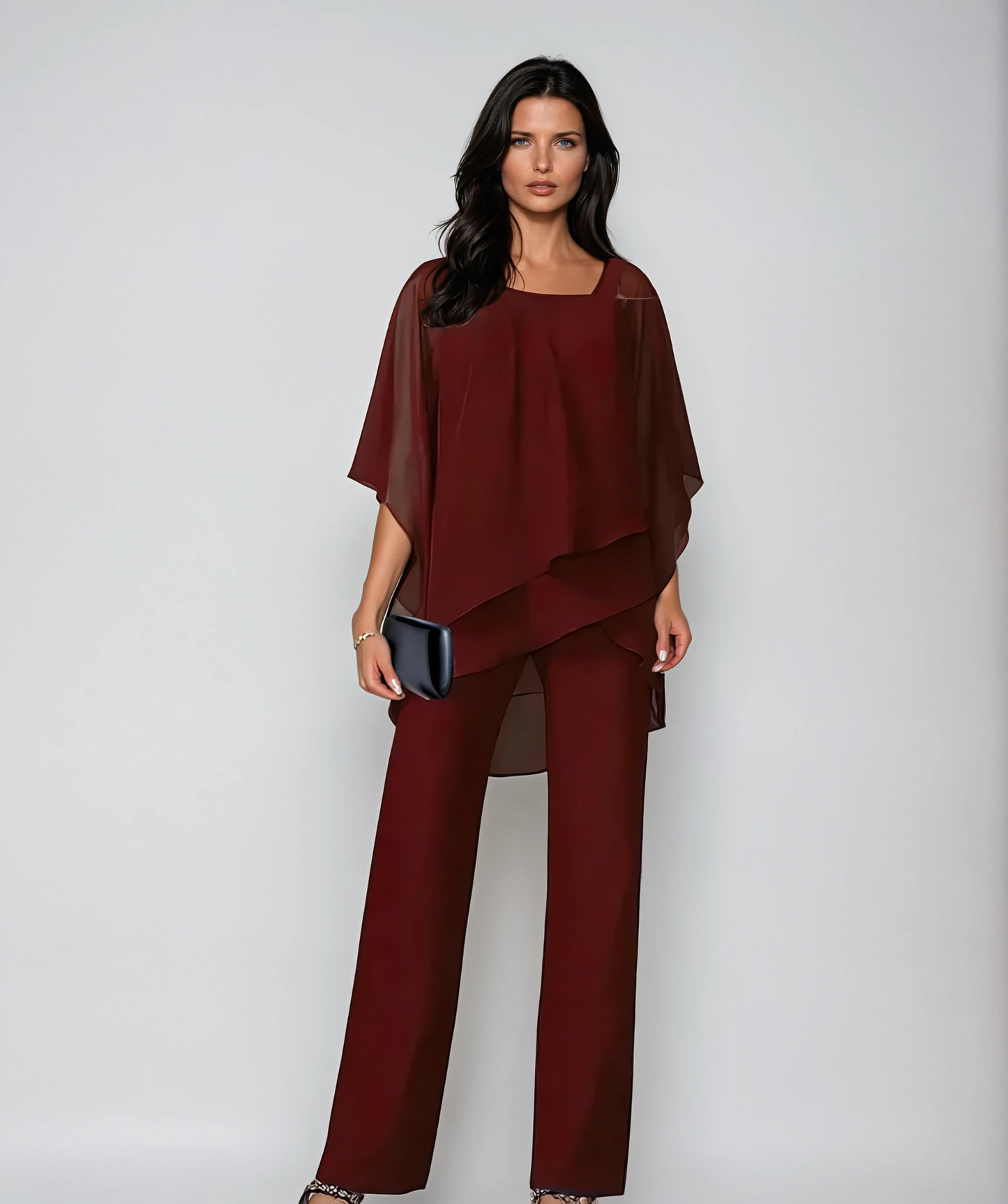 Conjunto de dos piezas con diseño superpuesto para mujer, elegante y versátil para uso diario o evento
