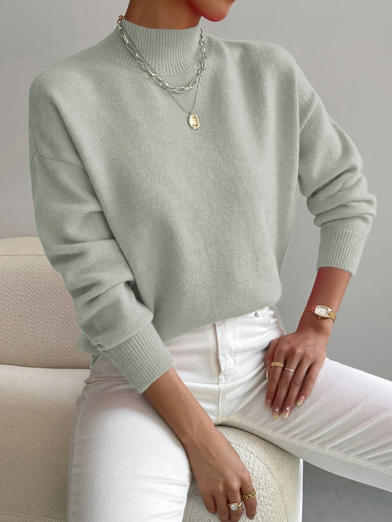 Yvonne | Jersey de Punto Elegante y Cálido con Cuello Standing para Mujer