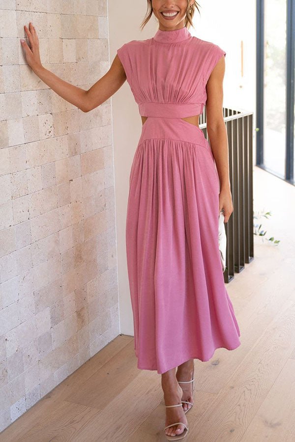 Vestido midi con cut-out y bolsillos para mujer, elegante y versátil para verano
