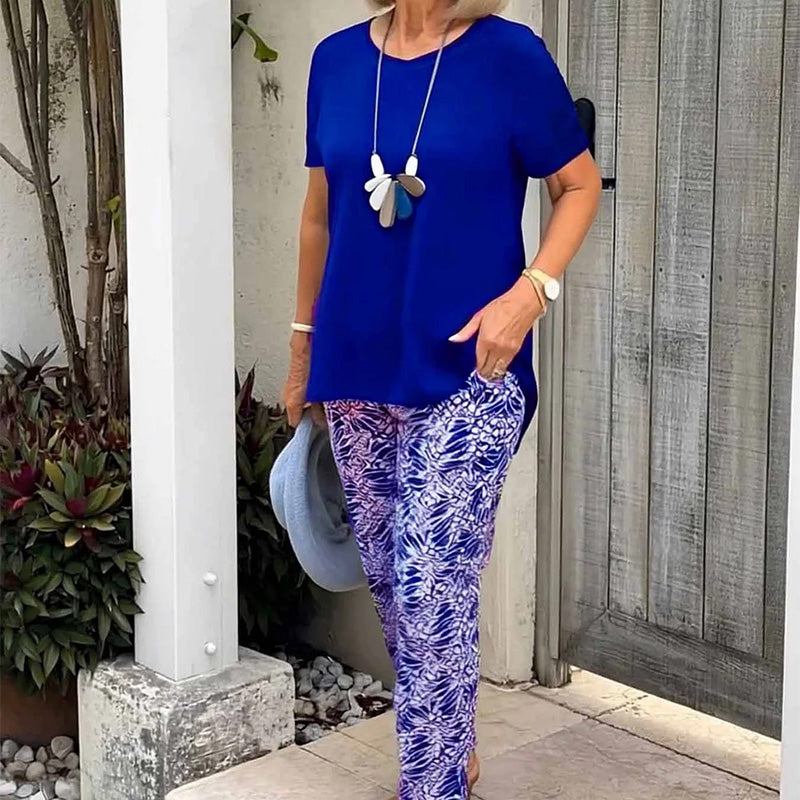 Conjunto de dos piezas estampado para mujer - fresco y elegante