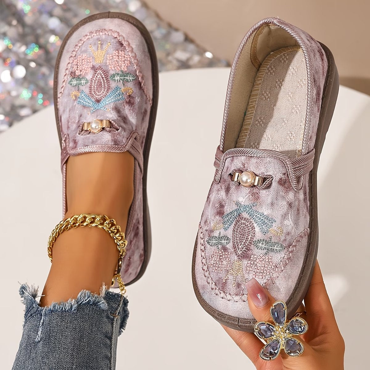 Mocasines Fleur floreado Brodées deslizante-on