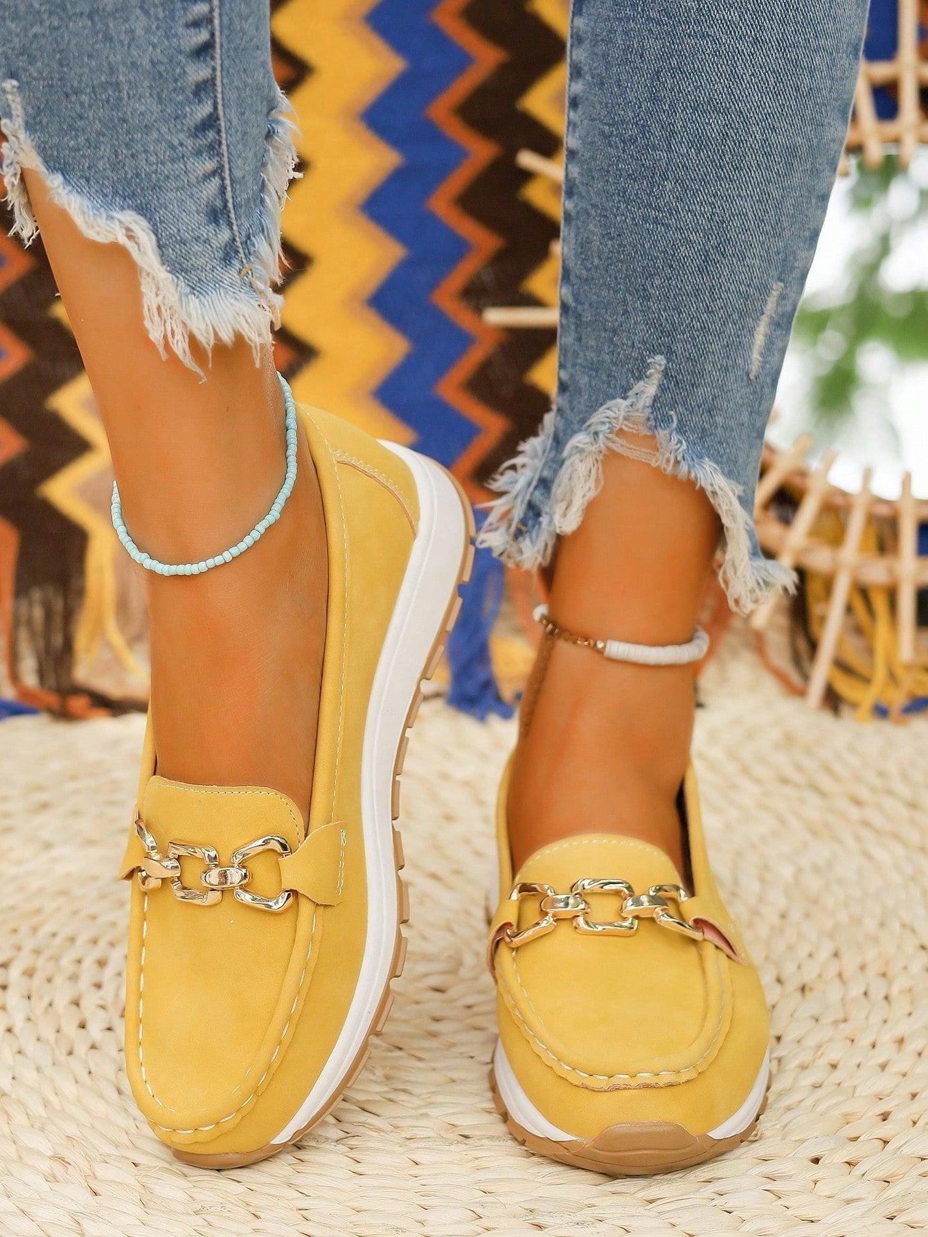 Mocasines Planos de Slip-on con Hebilla | Confort para Caminata Mujer