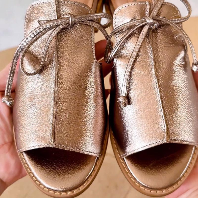 Sandalias de Cuero con Correa Ajustable y Lazo Abierto | Punta para Mujer