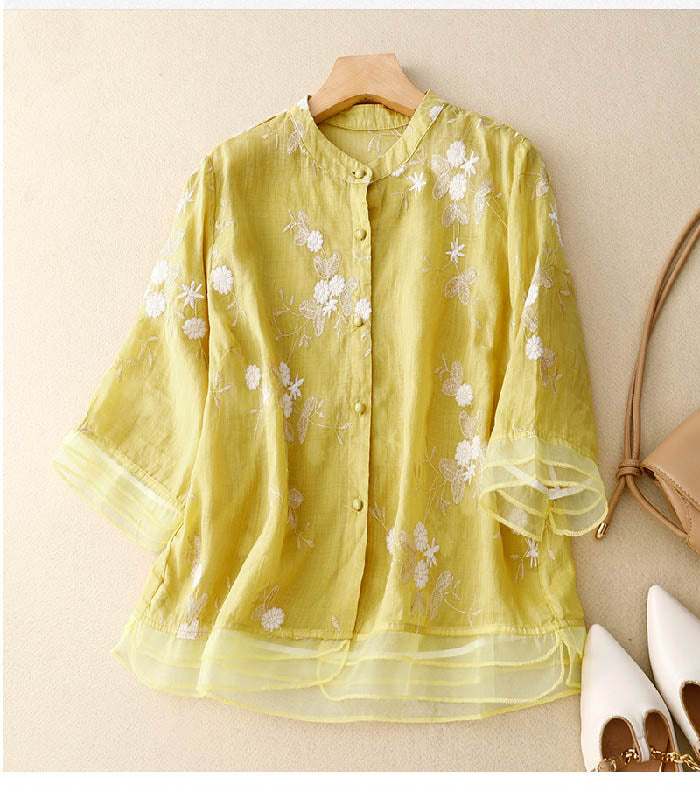 Blusa Chic Con Acentos Florales Para Mujer - Elegancia Moderna