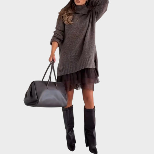 Aurora | Conjunto de Jersey y Vestido Elegante con Cuello Redondo