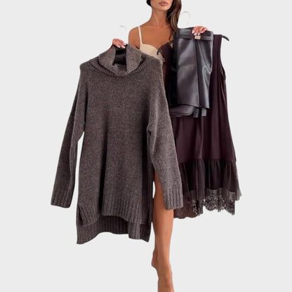 Aurora | Conjunto de Jersey y Vestido Elegante con Cuello Redondo