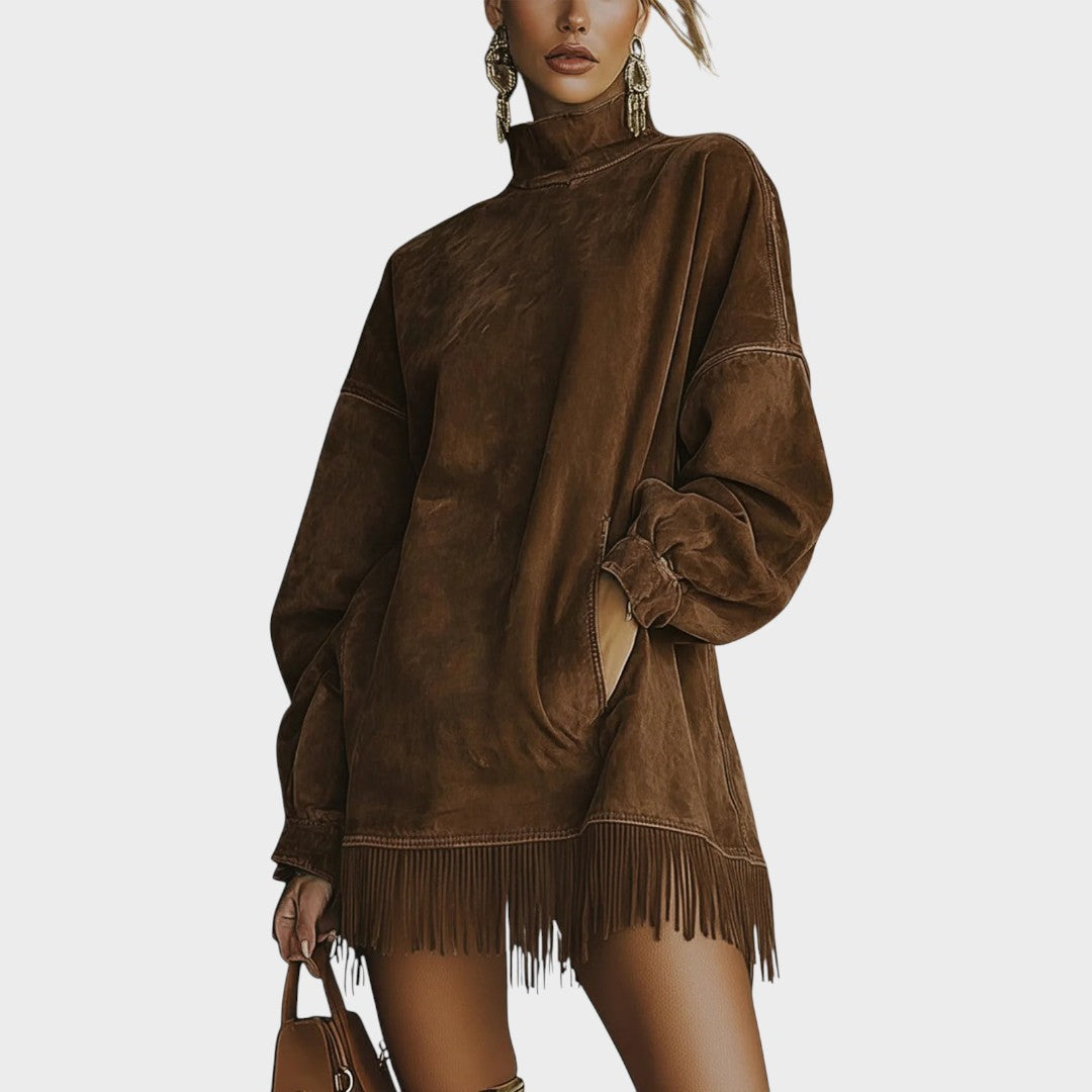 Sheri | Vestido de Ante con Flecos y Diseño Sofisticado para Mujer