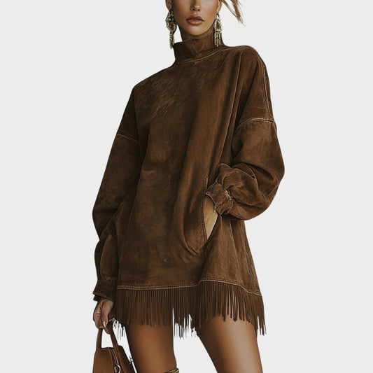 Sheri | Vestido de Ante con Flecos y Diseño Sofisticado para Mujer