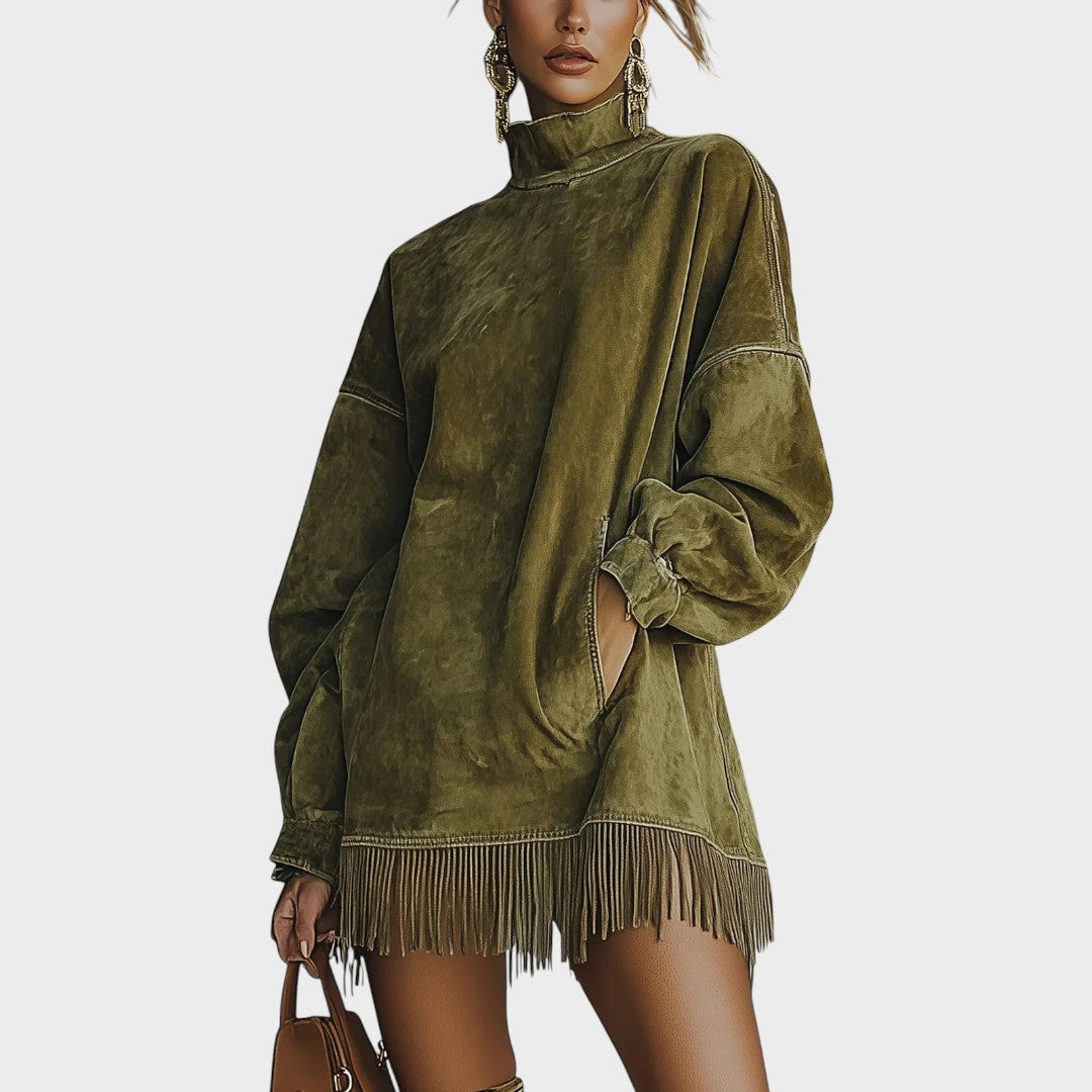 Sheri | Vestido de Ante con Flecos y Diseño Sofisticado para Mujer