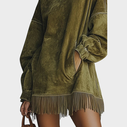 Sheri | Vestido de Ante con Flecos y Diseño Sofisticado para Mujer