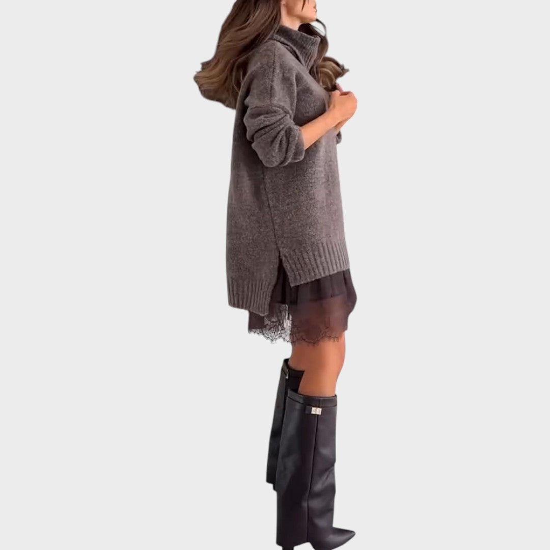 Aurora | Conjunto de Jersey y Vestido Elegante con Cuello Redondo