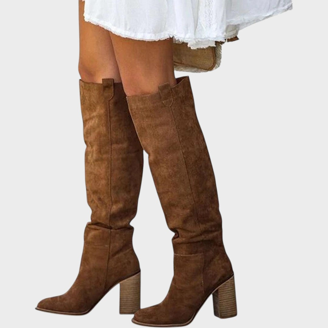 Diane | Botas de Cañón Alto de Ante con Tacón Elegante para Mujer