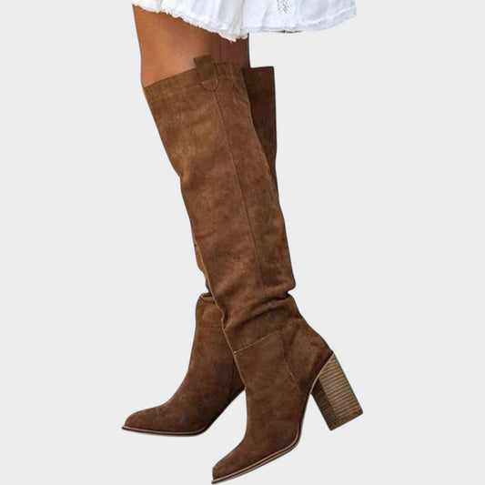 Diane | Botas de Cañón Alto de Ante con Tacón Elegante para Mujer