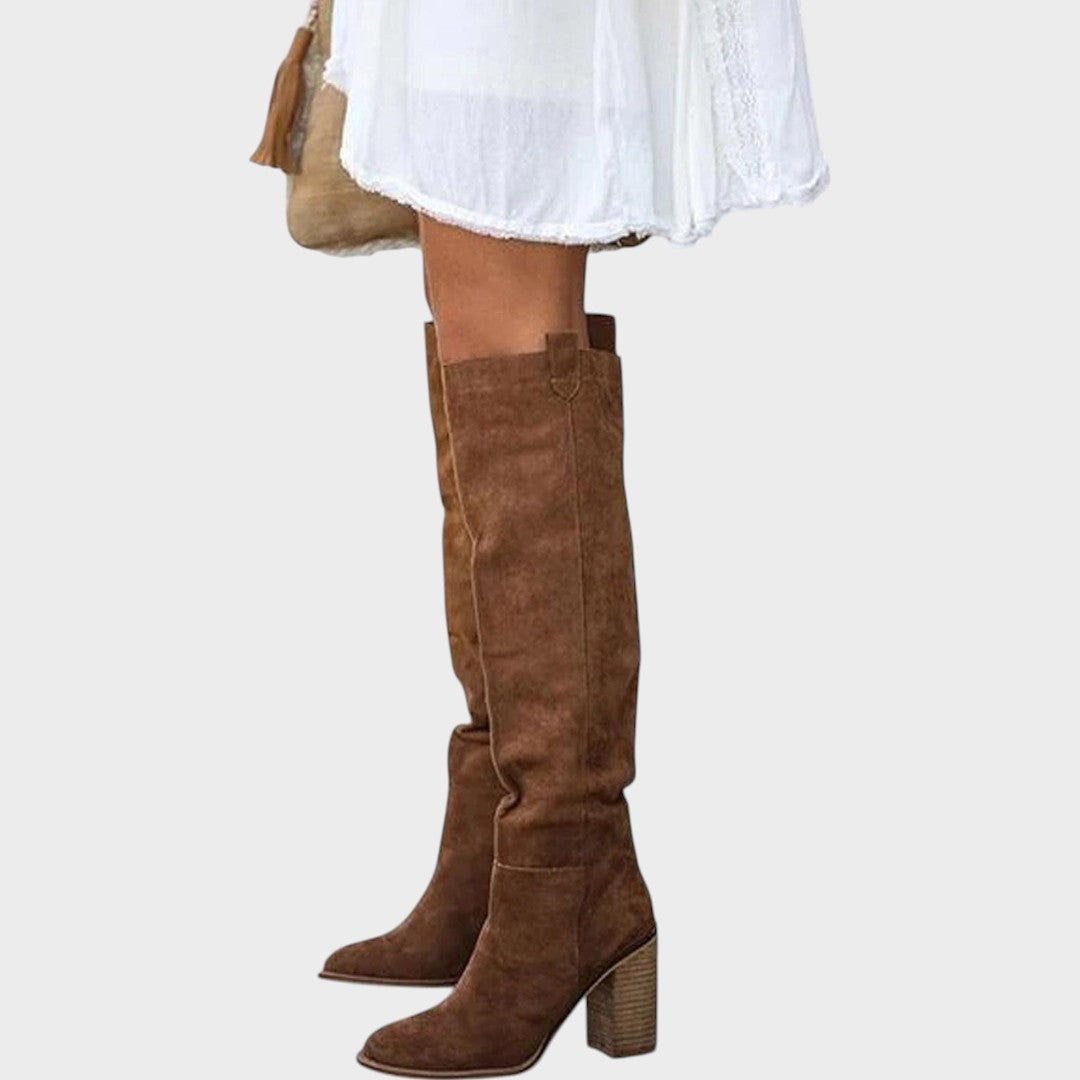 Diane | Botas de Cañón Alto de Ante con Tacón Elegante para Mujer