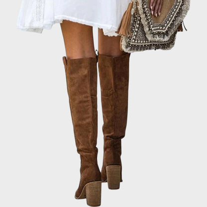 Diane | Botas de Cañón Alto de Ante con Tacón Elegante para Mujer