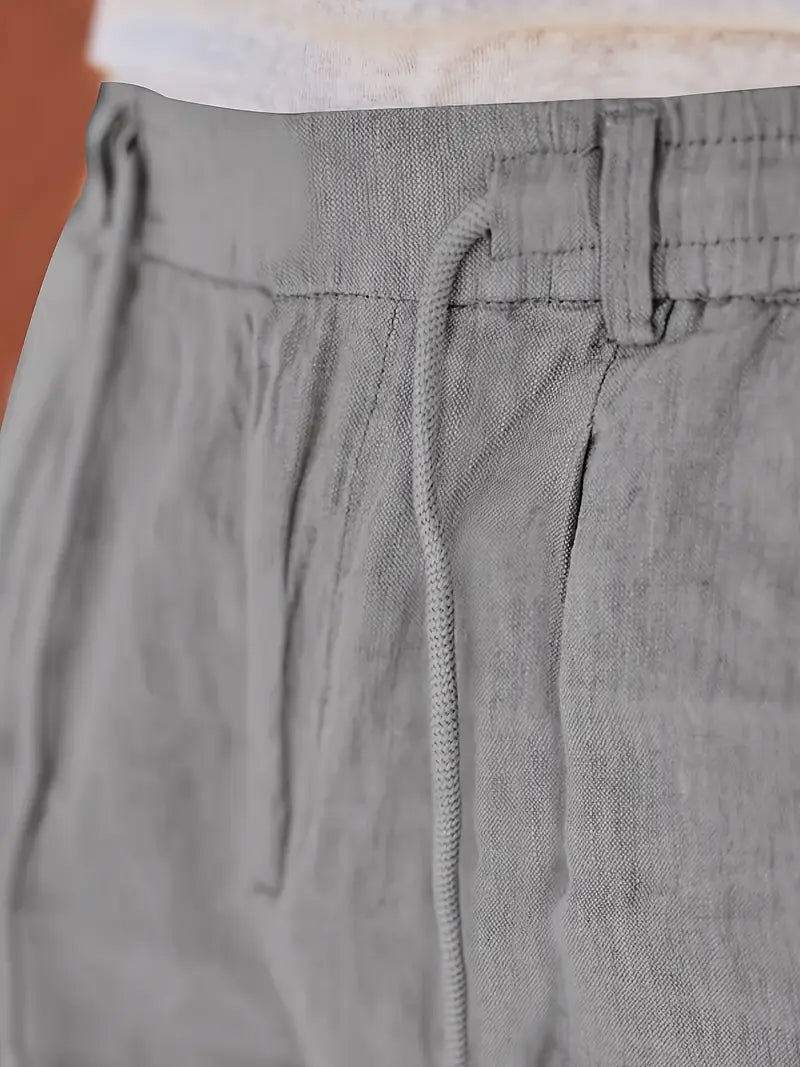 Pantalones anchos de lino con cordón para mujer, ligeros y transpirables para verano o viaje