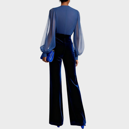 Grimelda | Mono de Terciopelo con Escote en V y Diseño Elegante para Mujer