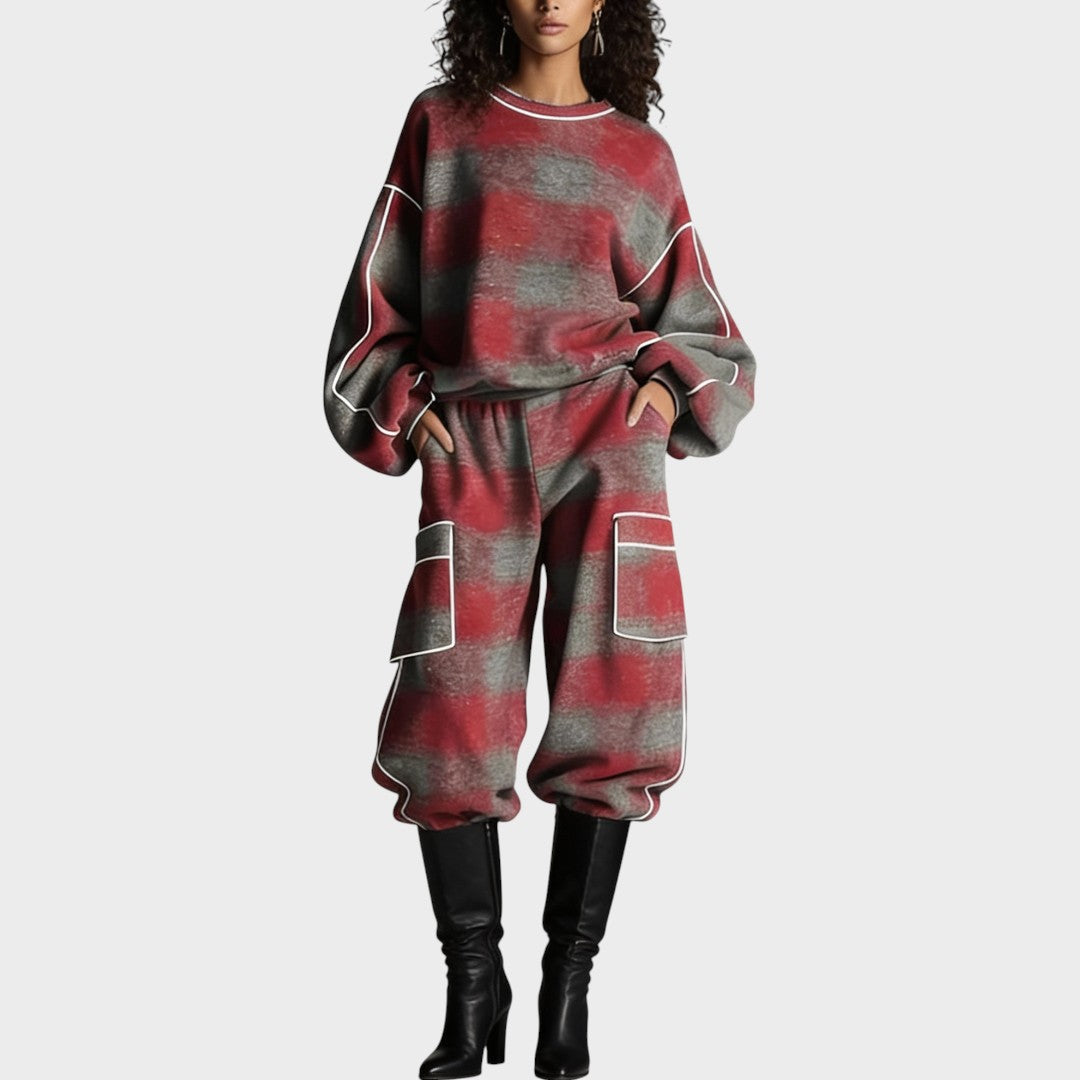 Valéria | Conjunto de Jersey con Estampado Degradado y Pantalón de Corte Amplio para Mujer