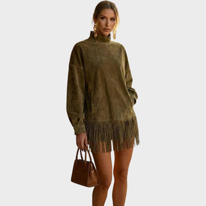 Sheri | Vestido de Ante con Flecos y Diseño Sofisticado para Mujer