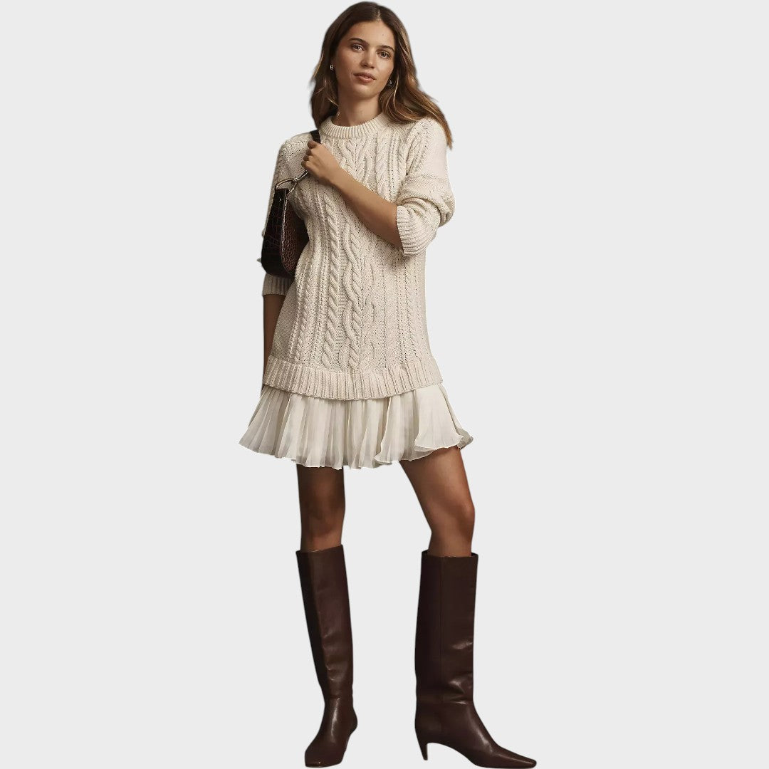 Gabriela | Vestido de Punto en Tejido con Cuello Redondo y Corte Sofisticado para Mujer