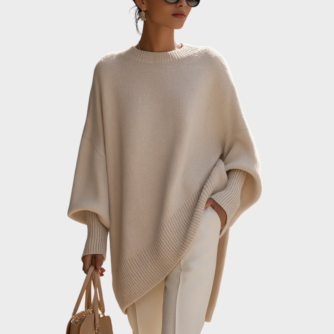 Soledade | Suéter de Punto Oversize con Mangas Abullonadas y Cuello Redondo para Mujer