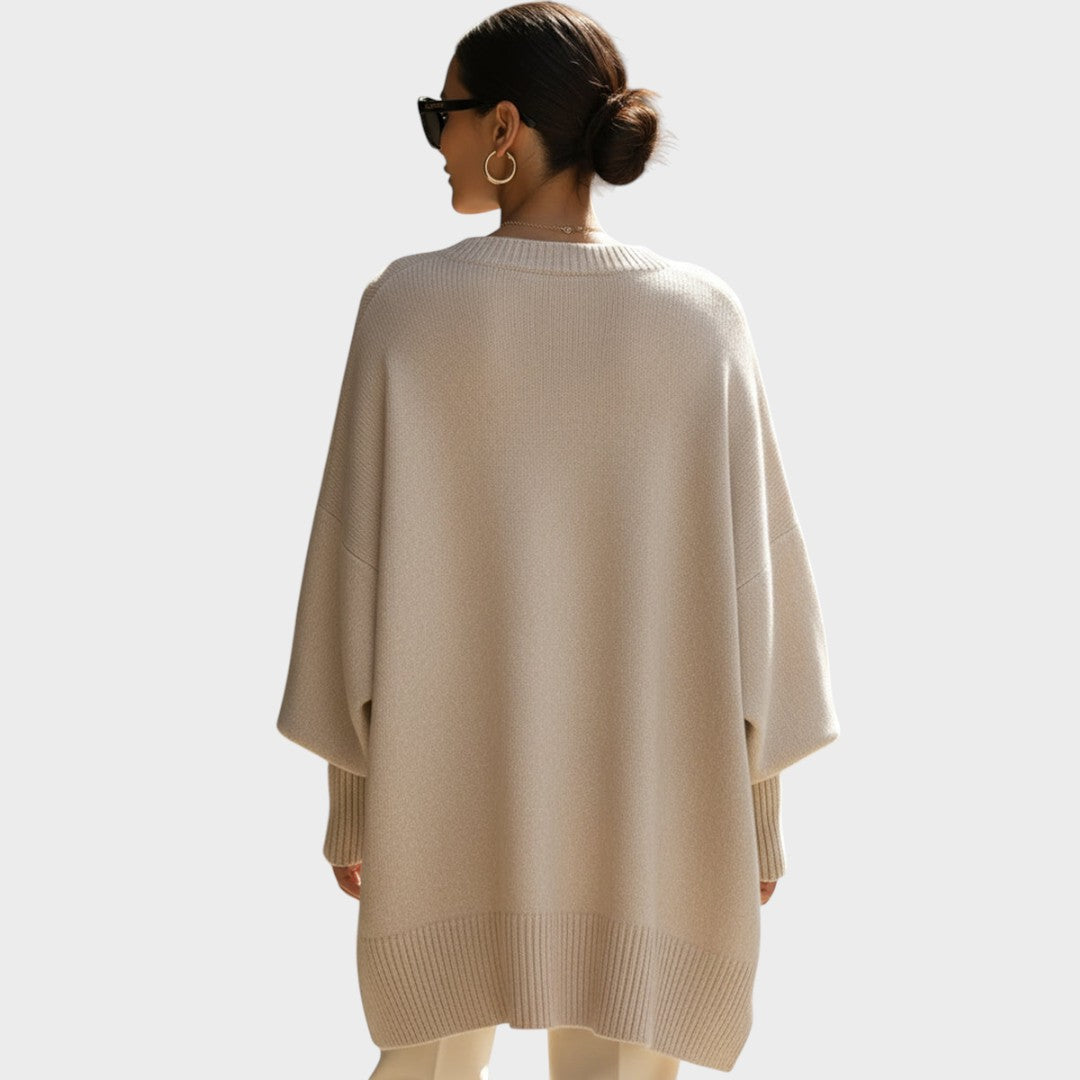 Soledade | Suéter de Punto Oversize con Mangas Abullonadas y Cuello Redondo para Mujer