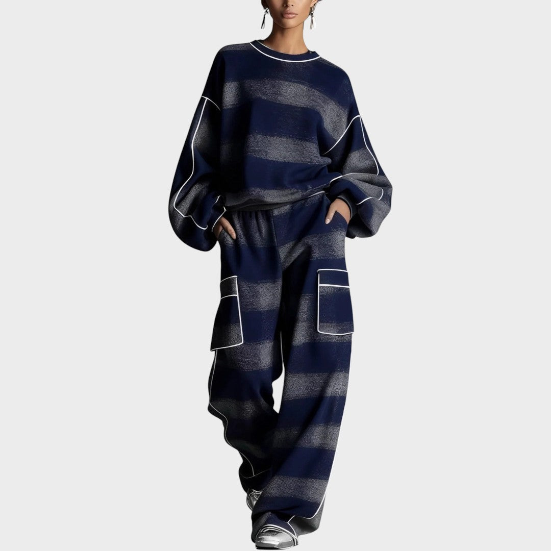 Valéria | Conjunto de Jersey con Estampado Degradado y Pantalón de Corte Amplio para Mujer