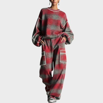 Valéria | Conjunto de Jersey con Estampado Degradado y Pantalón de Corte Amplio para Mujer