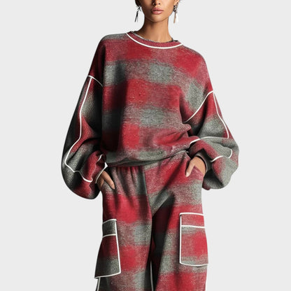 Valéria | Conjunto de Jersey con Estampado Degradado y Pantalón de Corte Amplio para Mujer