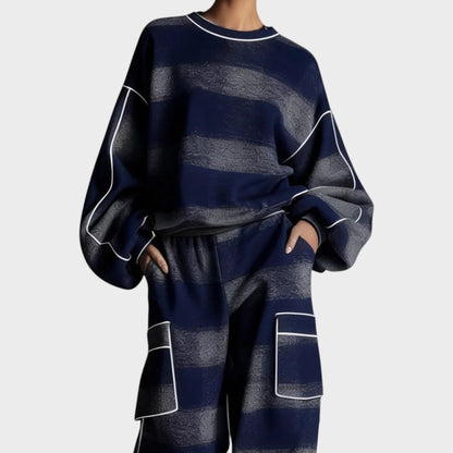Valéria | Conjunto de Jersey con Estampado Degradado y Pantalón de Corte Amplio para Mujer