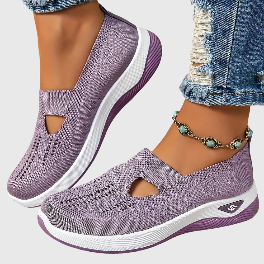 Sneakers ortopédicos sin cordones con plantilla anatómica y diseño transpirable para mujer, confortables para todo el día
